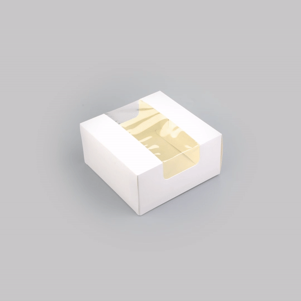 Pastry Tek White Paper Pastry / Cake Box - with Window - 6 1/4" x 6 1/4" x 3 1/4" - 100 count box