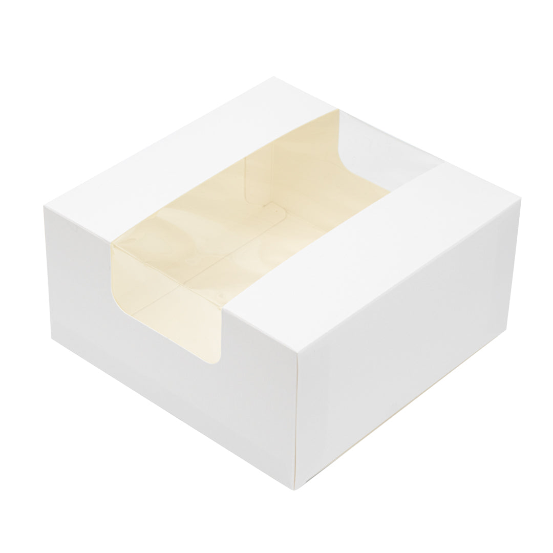 Pastry Tek White Paper Pastry / Cake Box - with Window - 6 1/4" x 6 1/4" x 3 1/4" - 100 count box