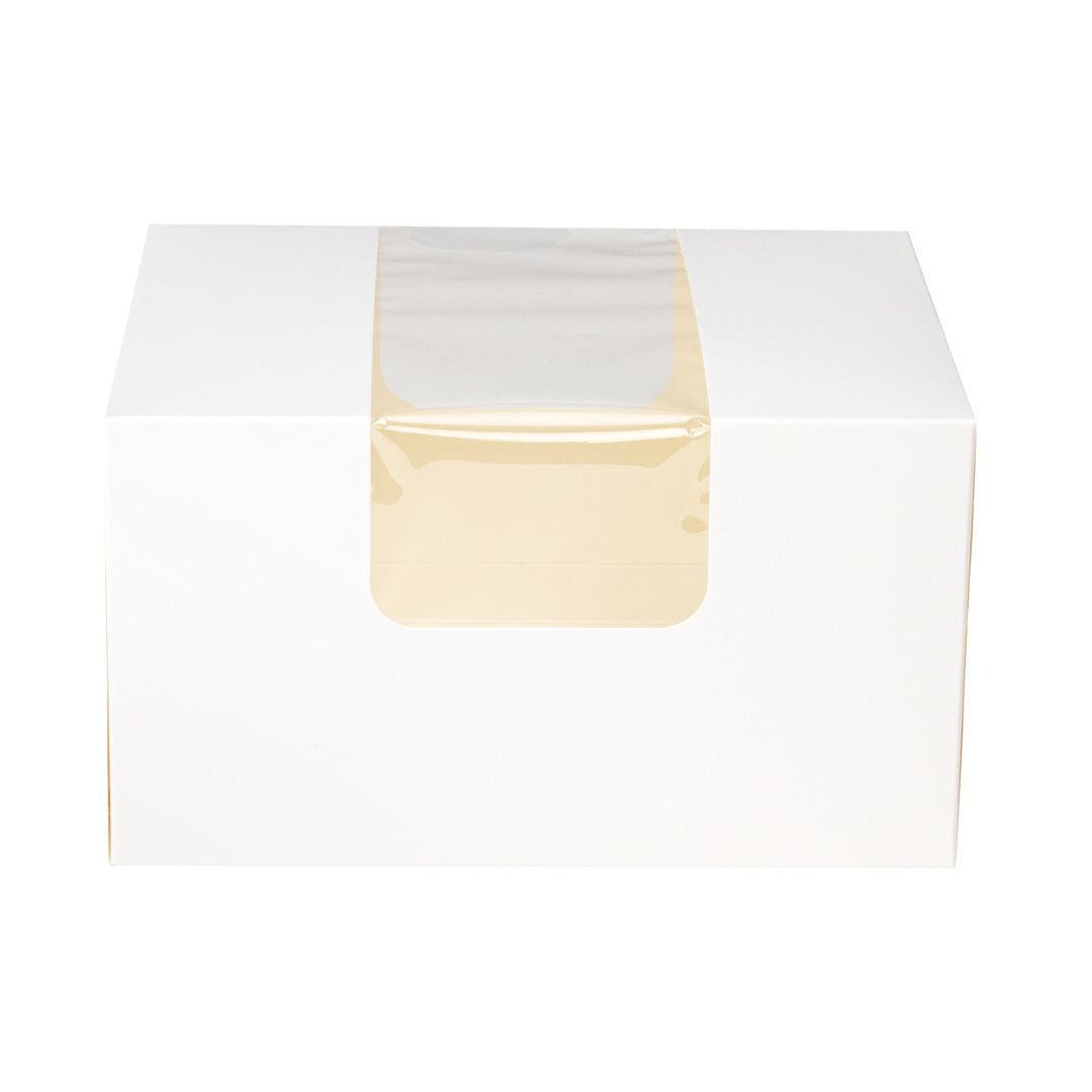 Pastry Tek White Paper Pastry / Cake Box - with Window - 6 1/4" x 6 1/4" x 3 1/4" - 100 count box