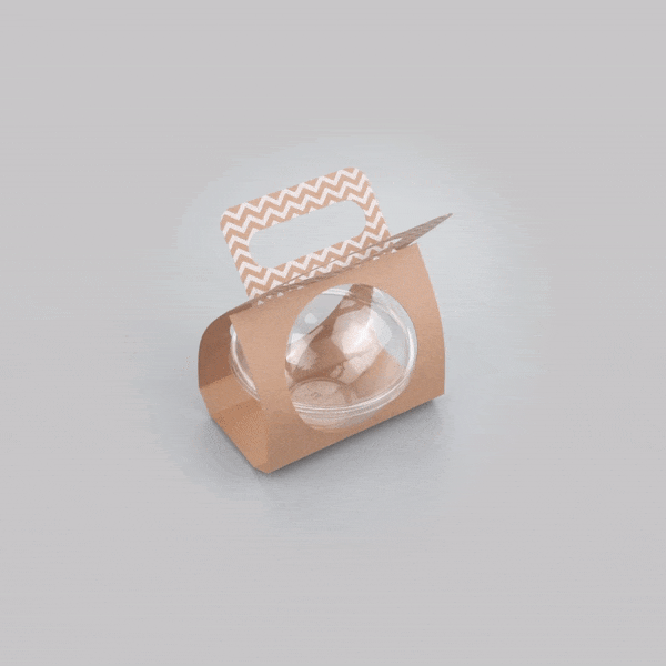 Thermo Tek Kraft Paper Sphere Salad Container Carrier - Fits 12 oz - 50 count box