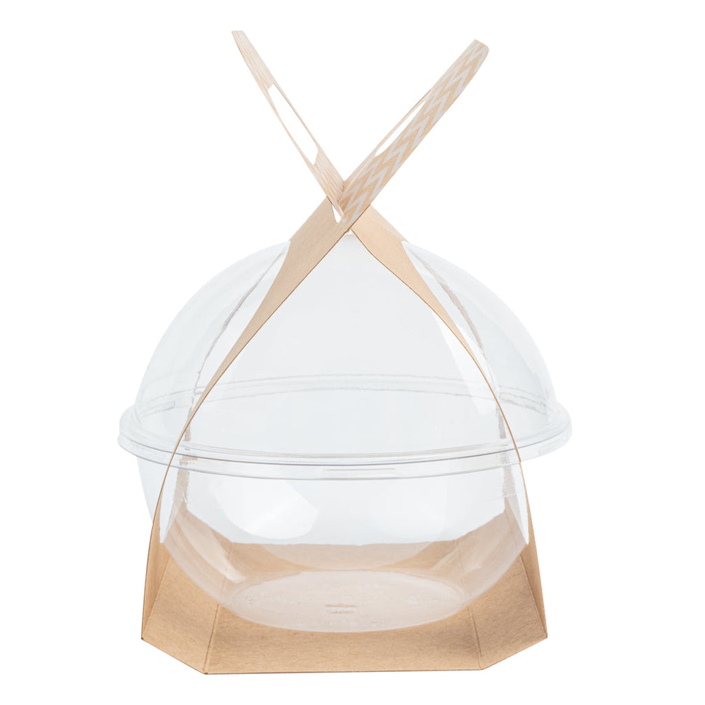 Thermo Tek Kraft Paper Sphere Salad Container Carrier - Fits 21 oz - 50 count box