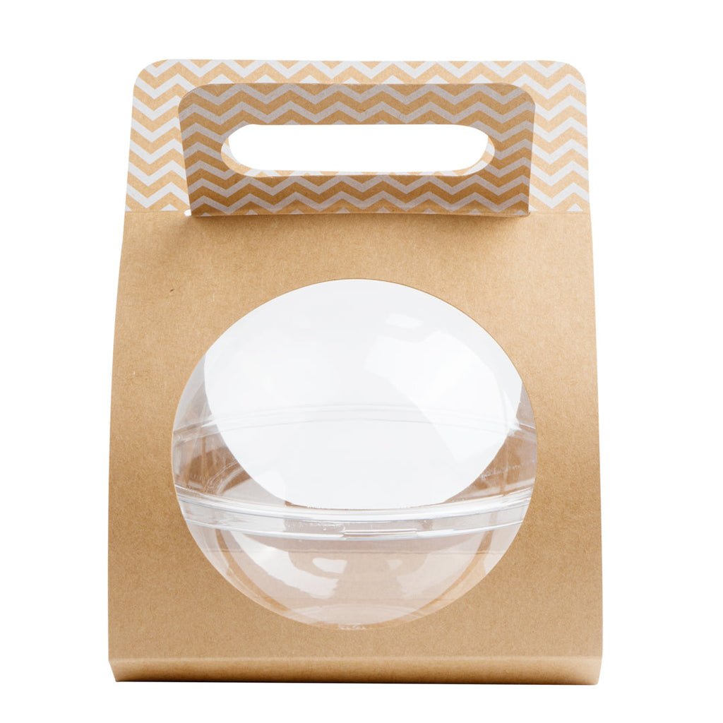 Thermo Tek Kraft Paper Sphere Salad Container Carrier - Fits 28 oz - 50 count box