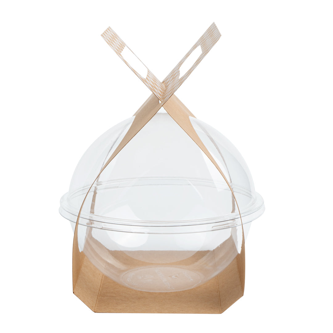 Thermo Tek Kraft Paper Sphere Salad Container Carrier - Fits 28 oz - 50 count box