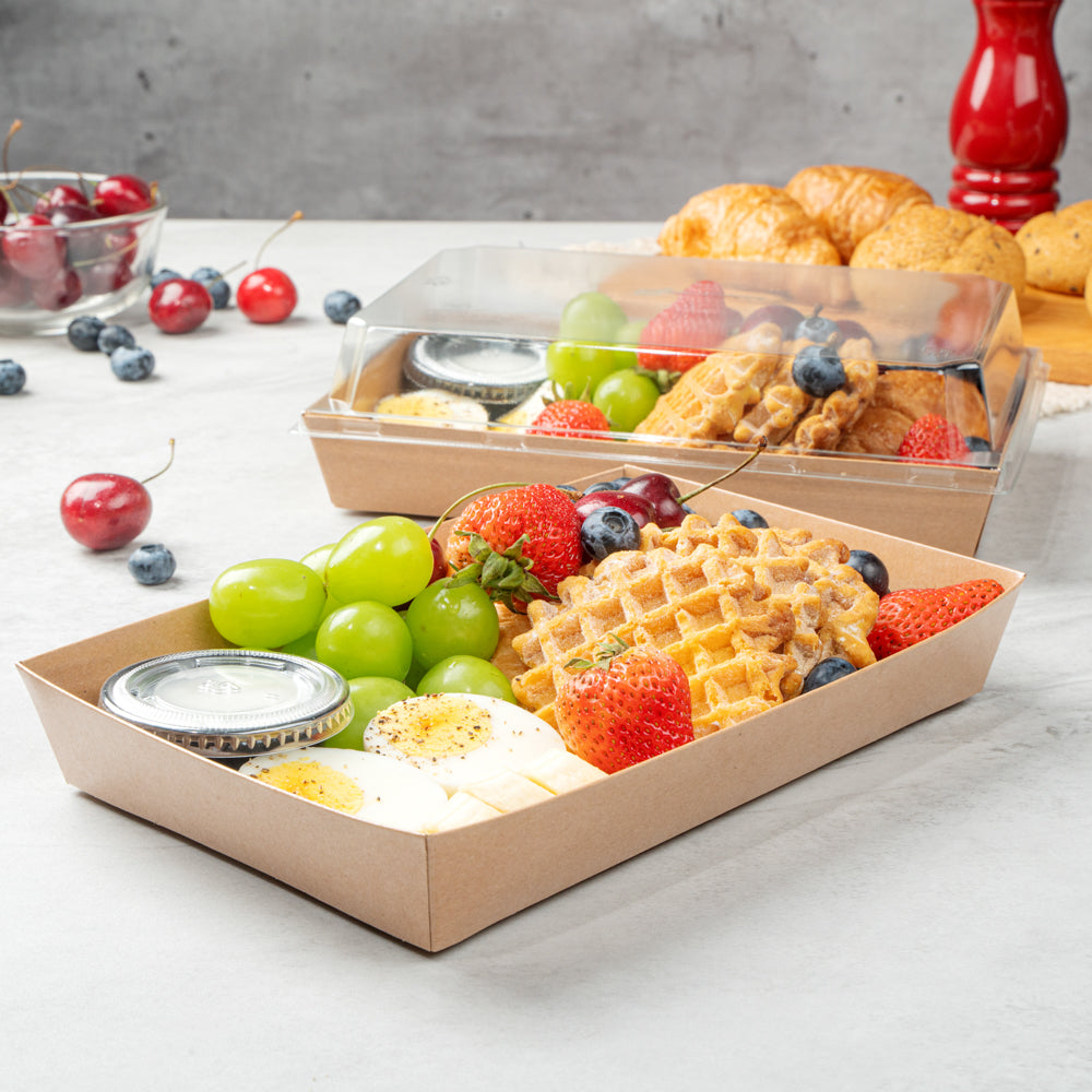 Matsuri Vision Rectangle Kraft Paper Large Sushi Tray - 9" x 6" x 1 1/2" - 100 count box