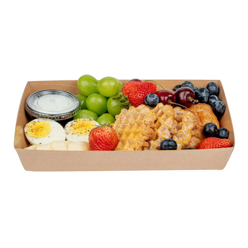 Matsuri Vision Rectangle Kraft Paper Large Sushi Tray - 9" x 6" x 1 1/2" - 100 count box