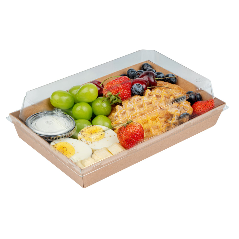Matsuri Vision Rectangle Kraft Paper Large Sushi Tray - 9" x 6" x 1 1/2" - 100 count box