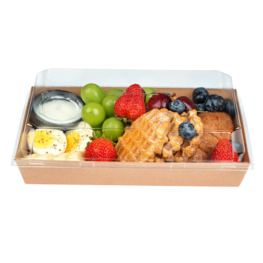 Matsuri Vision Rectangle Kraft Paper Large Sushi Tray - 9" x 6" x 1 1/2" - 100 count box