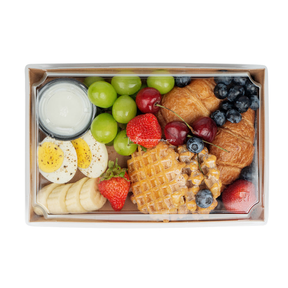 Matsuri Vision Rectangle Kraft Paper Large Sushi Tray - 9" x 6" x 1 1/2" - 100 count box
