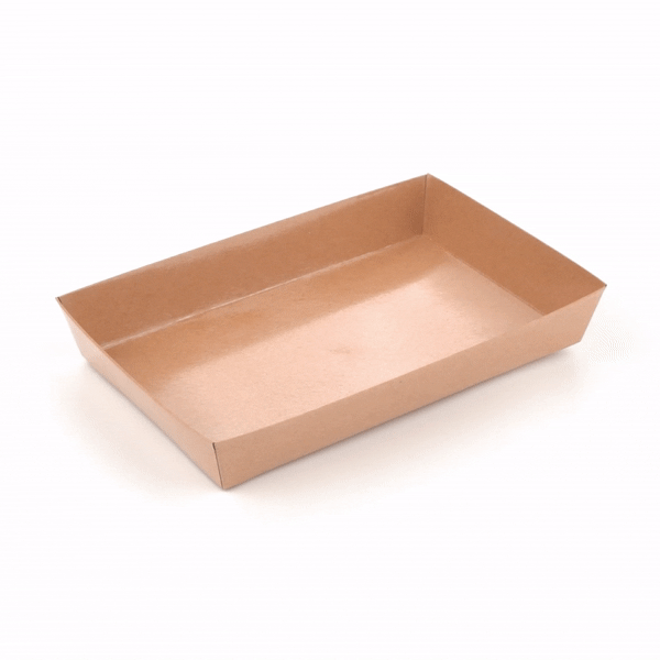 Matsuri Vision Rectangle Kraft Paper Large Sushi Tray - 9" x 6" x 1 1/2" - 100 count box