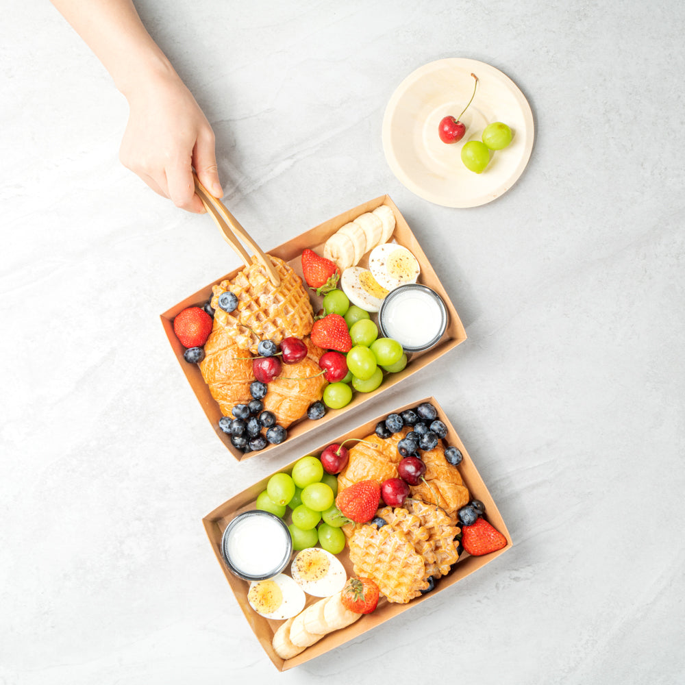 Matsuri Vision Rectangle Kraft Paper Large Sushi Tray - 9" x 6" x 1 1/2" - 100 count box