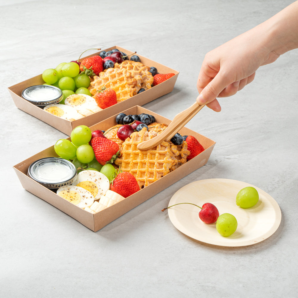 Matsuri Vision Rectangle Kraft Paper Large Sushi Tray - 9" x 6" x 1 1/2" - 100 count box