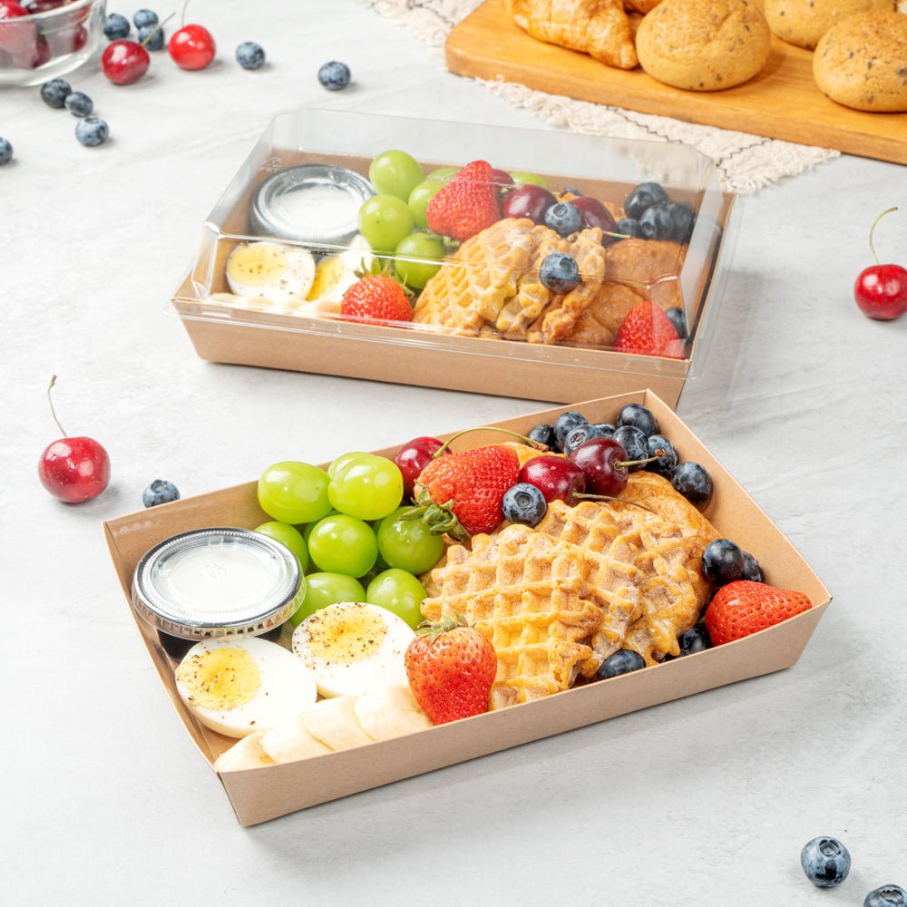 Matsuri Vision Rectangle Kraft Paper Large Sushi Tray - 9" x 6" x 1 1/2" - 100 count box
