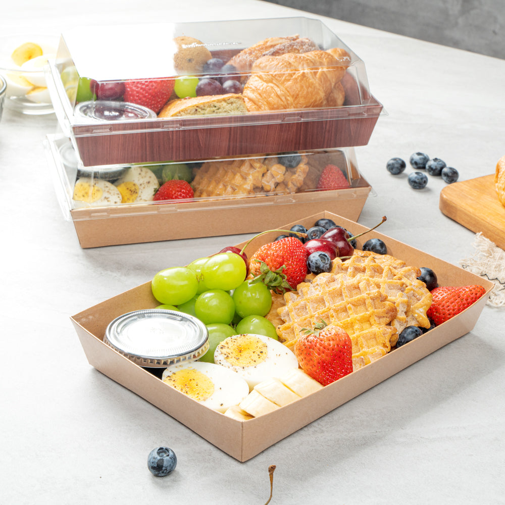 Matsuri Vision Rectangle Kraft Paper Large Sushi Tray - 9" x 6" x 1 1/2" - 100 count box