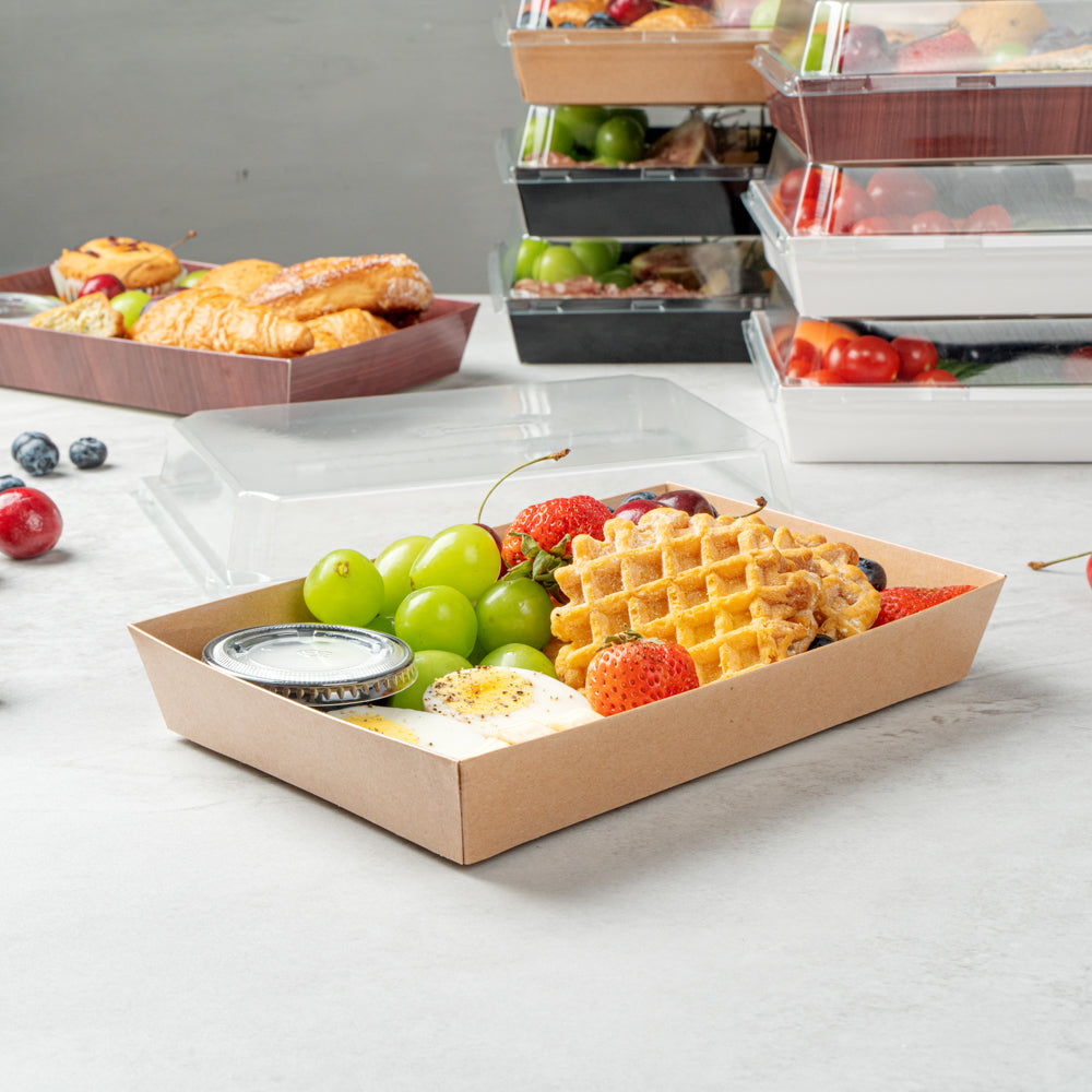 Matsuri Vision Rectangle Kraft Paper Large Sushi Tray - 9" x 6" x 1 1/2" - 100 count box