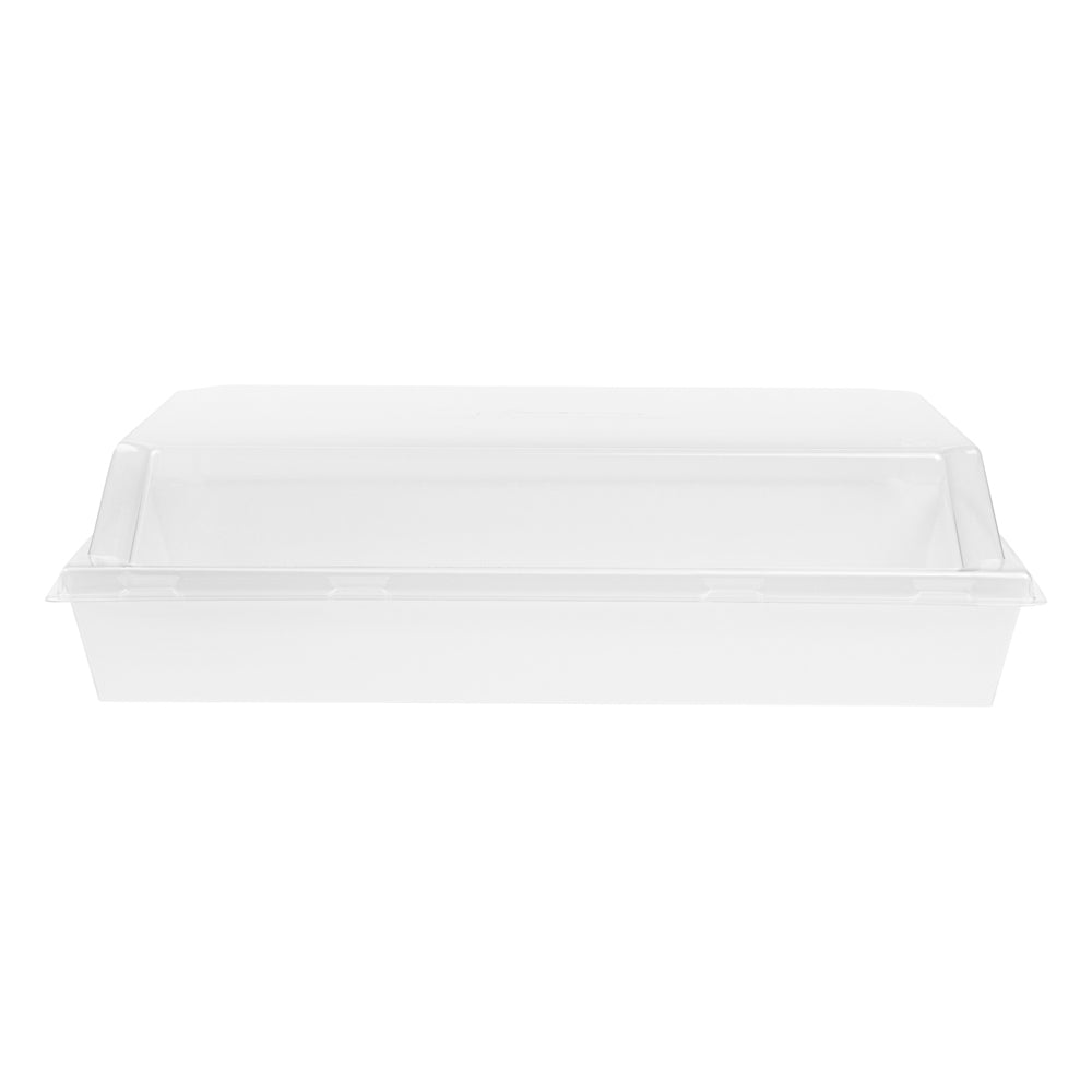 Matsuri Vision Rectangle White Paper Large Sushi Tray - 9" x 6" x 1 1/2" - 100 count box
