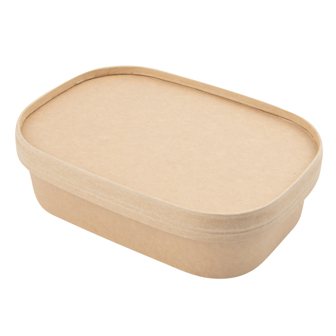 Bio Tek 17 oz Oval Kraft Paper Serving Container - 6 3/4" x 4 1/2" x 1 1/2" - 100 count box