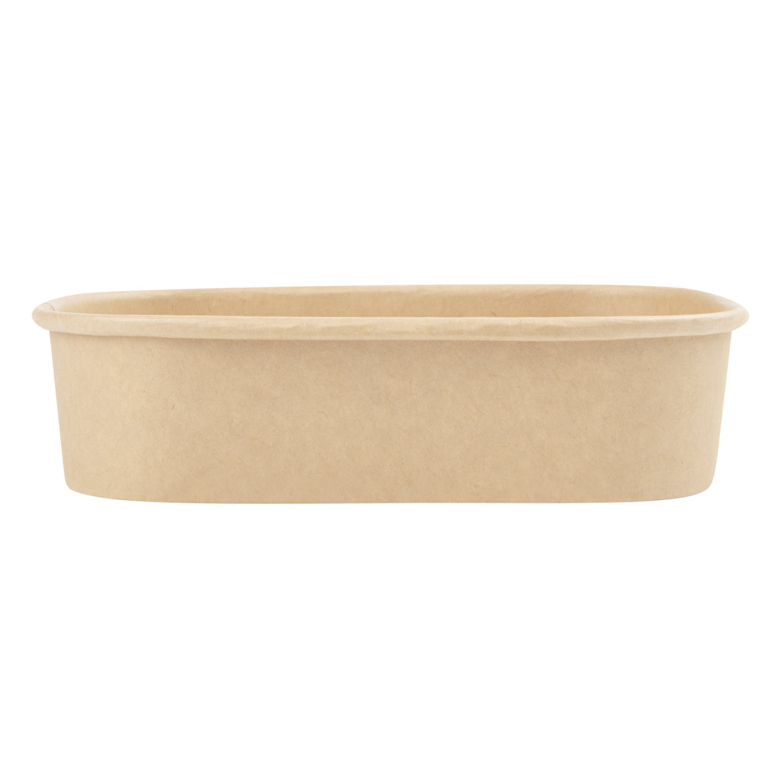Bio Tek 17 oz Oval Kraft Paper Serving Container - 6 3/4" x 4 1/2" x 1 1/2" - 100 count box