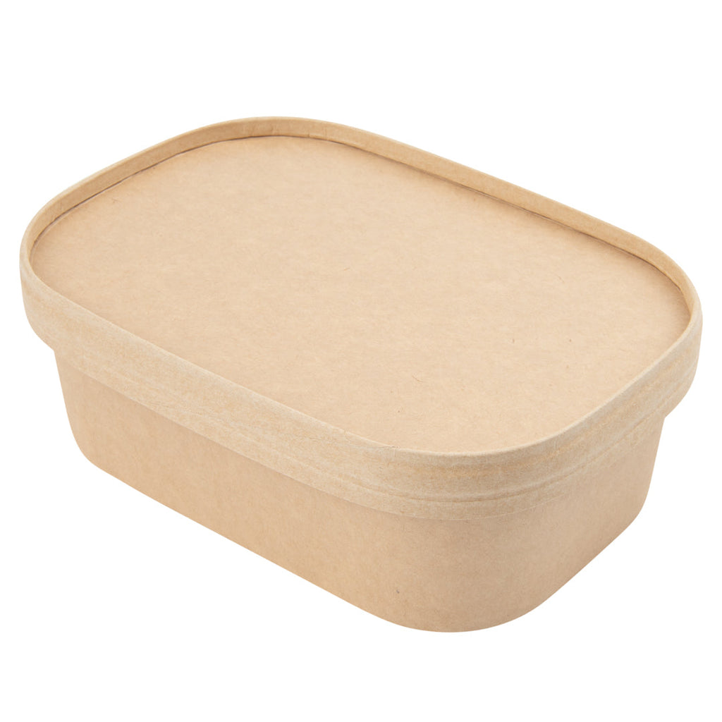 Bio Tek 22 oz Oval Kraft Paper Serving Container - 6 3/4" x 4 1/2" x 2" - 100 count box