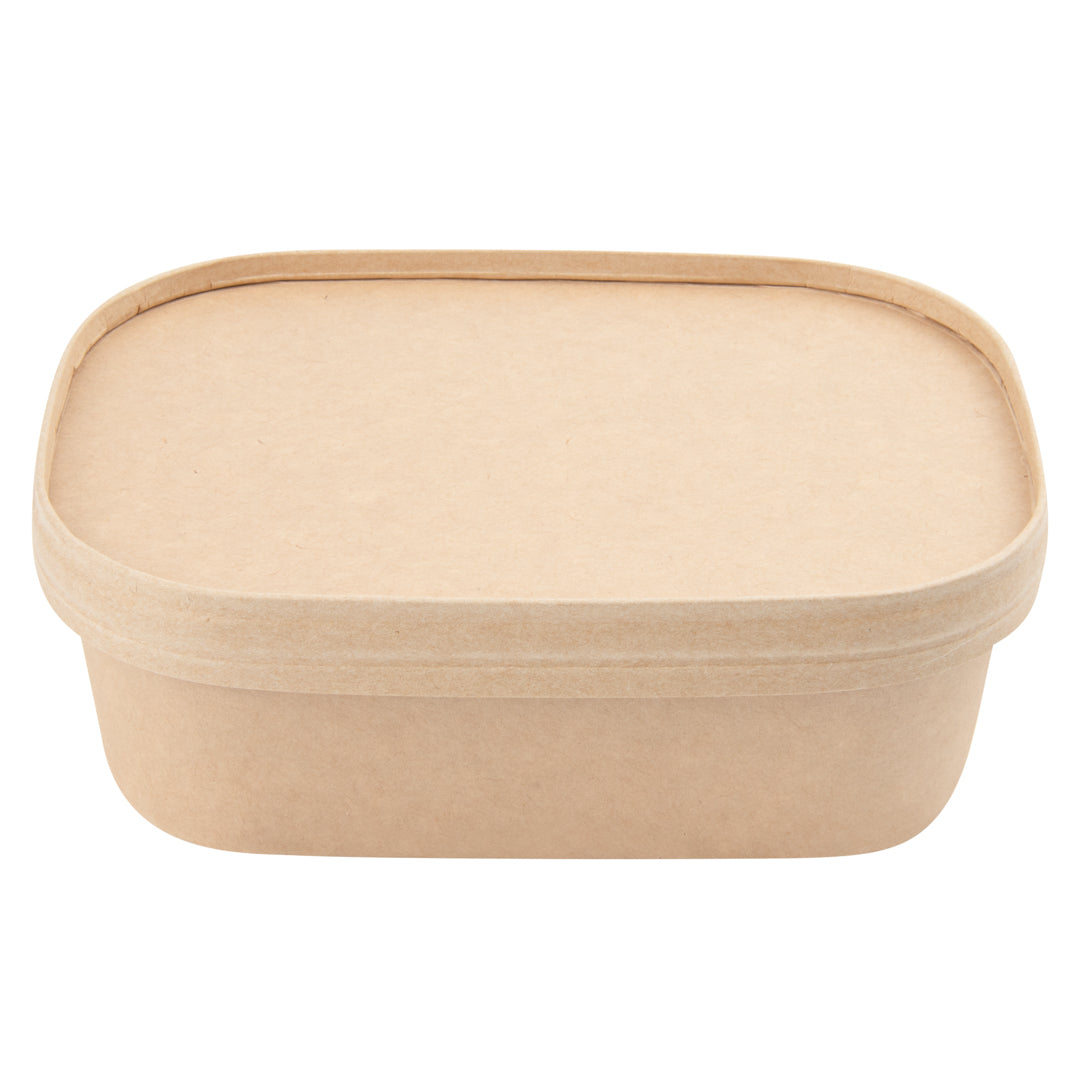Bio Tek 22 oz Oval Kraft Paper Serving Container - 6 3/4" x 4 1/2" x 2" - 100 count box