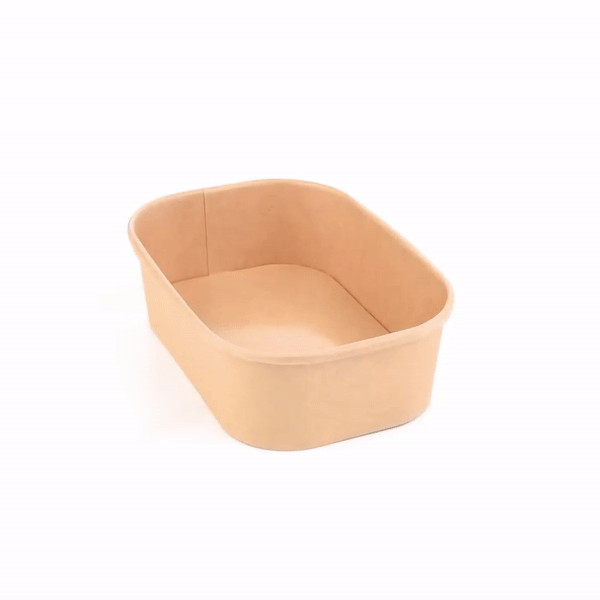 Bio Tek 22 oz Oval Kraft Paper Serving Container - 6 3/4" x 4 1/2" x 2" - 100 count box