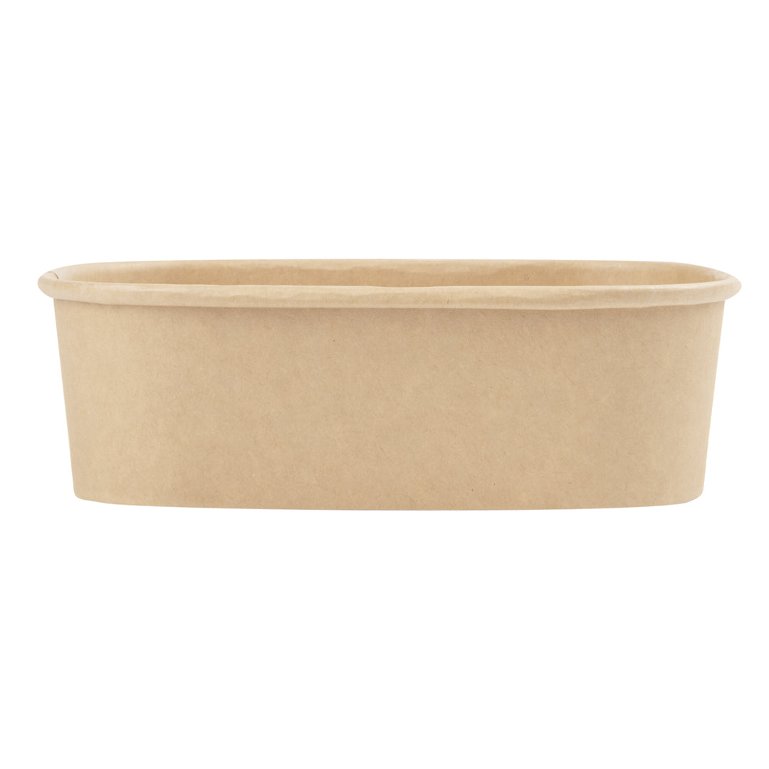 Bio Tek 22 oz Oval Kraft Paper Serving Container - 6 3/4" x 4 1/2" x 2" - 100 count box