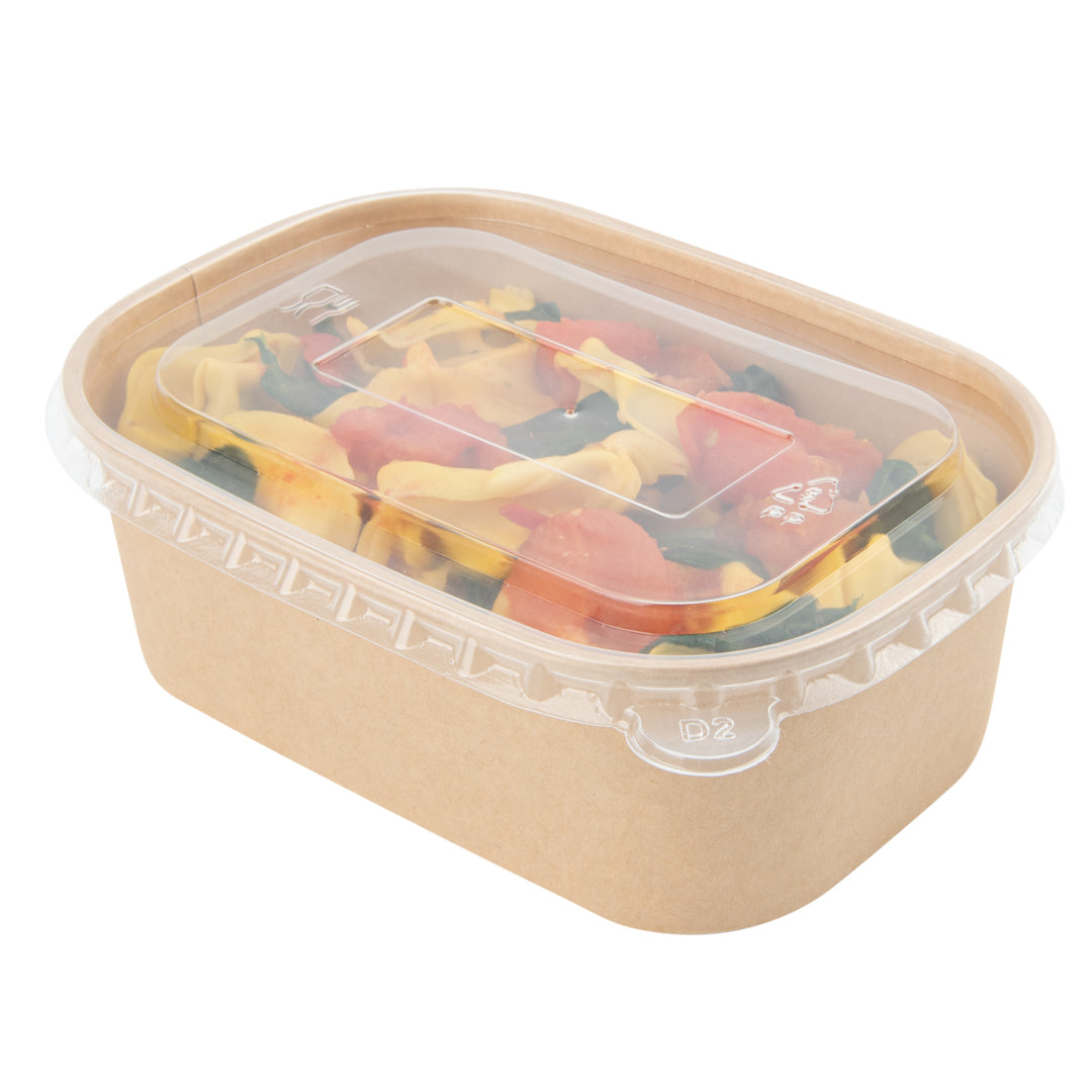 Bio Tek 25 oz Oval Kraft Paper Serving Container - 6 3/4" x 4 1/2" x 2 1/4" - 100 count box