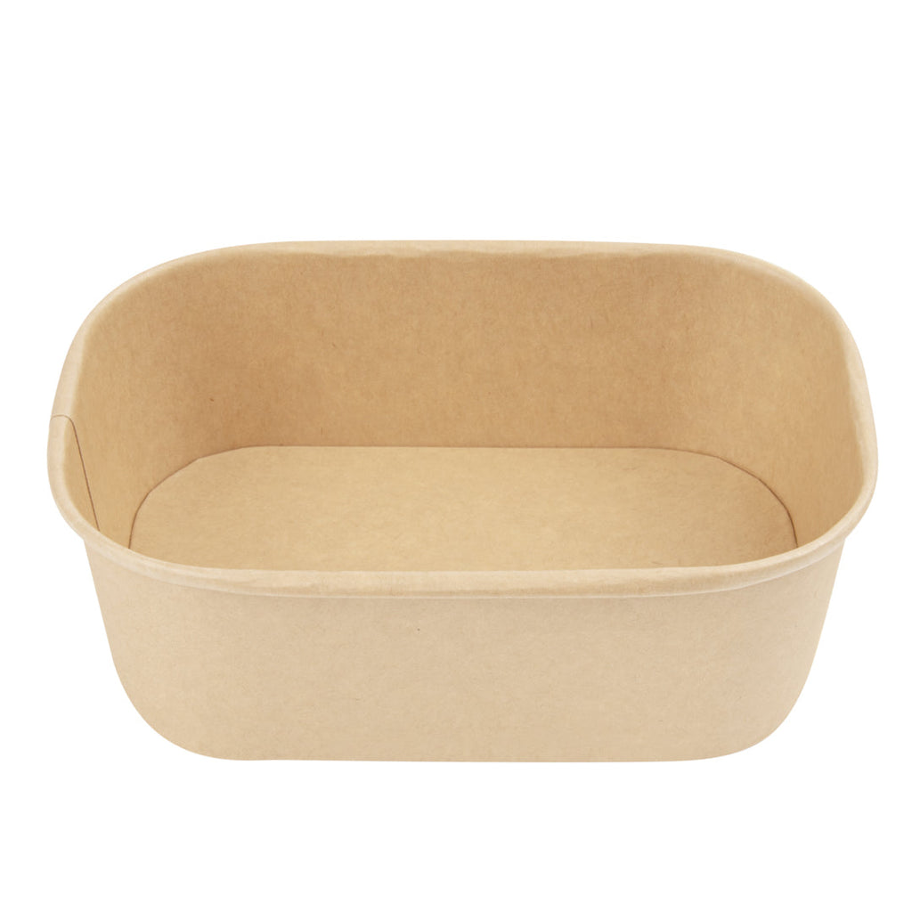 Bio Tek 25 oz Oval Kraft Paper Serving Container - 6 3/4" x 4 1/2" x 2 1/4" - 100 count box
