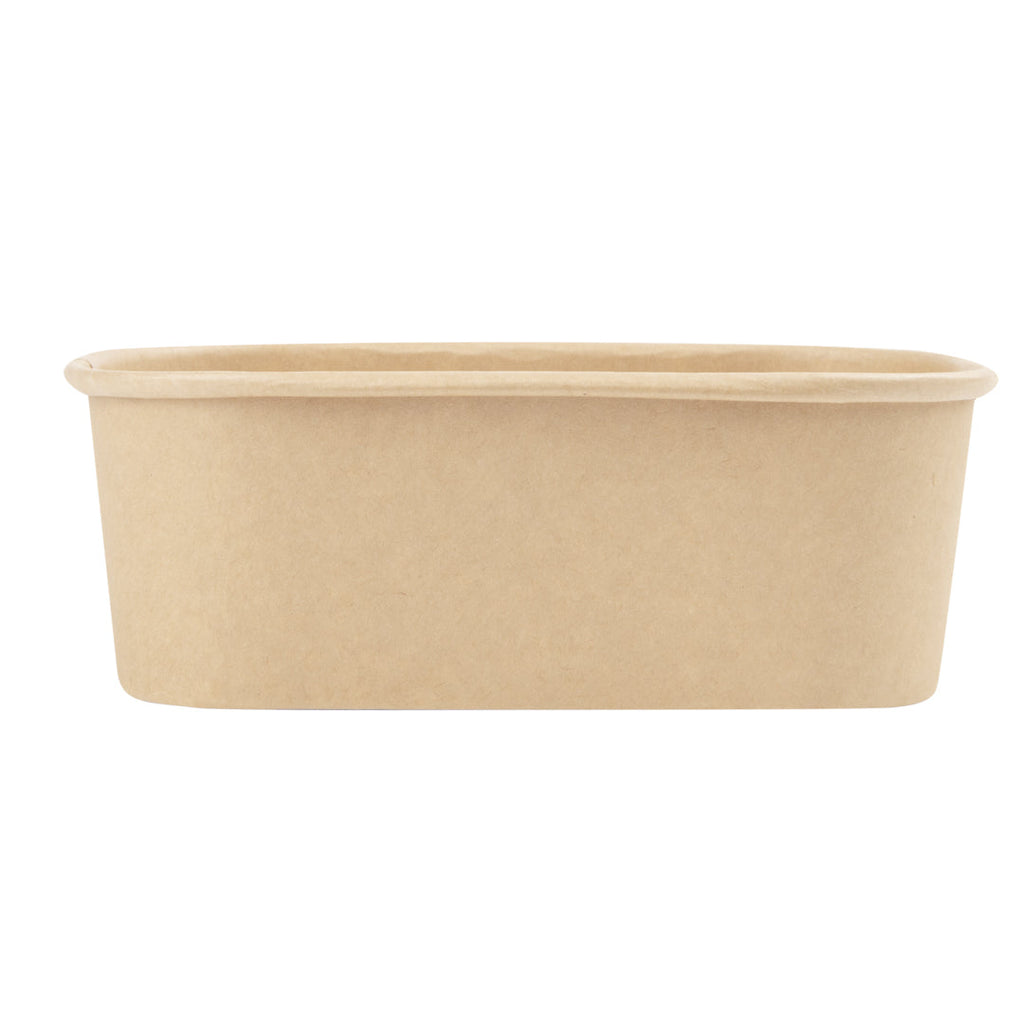 Bio Tek 25 oz Oval Kraft Paper Serving Container - 6 3/4" x 4 1/2" x 2 1/4" - 100 count box