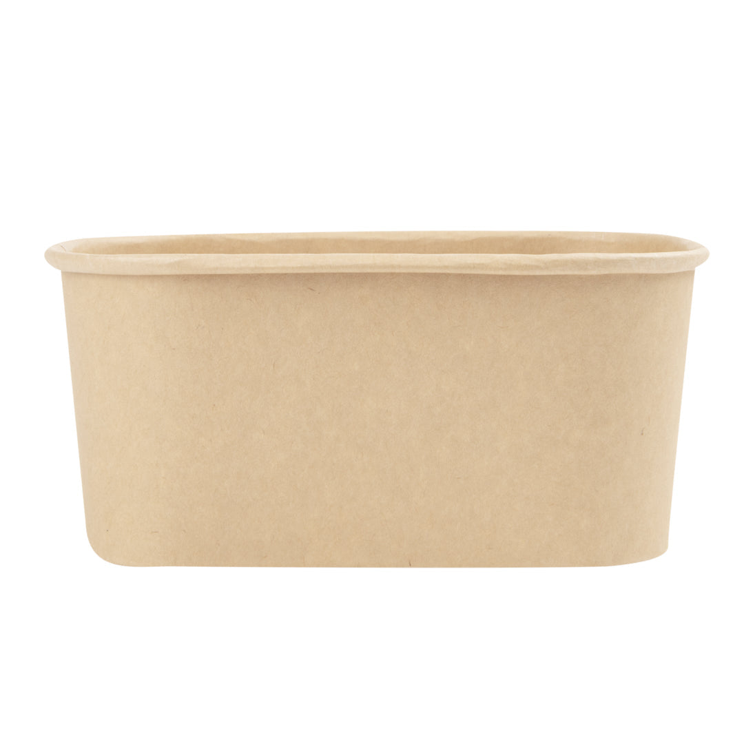 Bio Tek 34 oz Oval Kraft Paper Serving Container - 6 3/4" x 4 1/2" x 3" - 100 count box