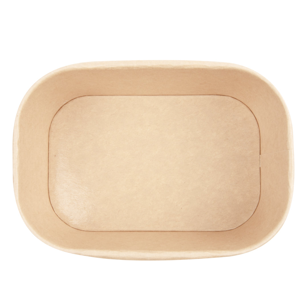 Bio Tek 34 oz Oval Kraft Paper Serving Container - 6 3/4" x 4 1/2" x 3" - 100 count box