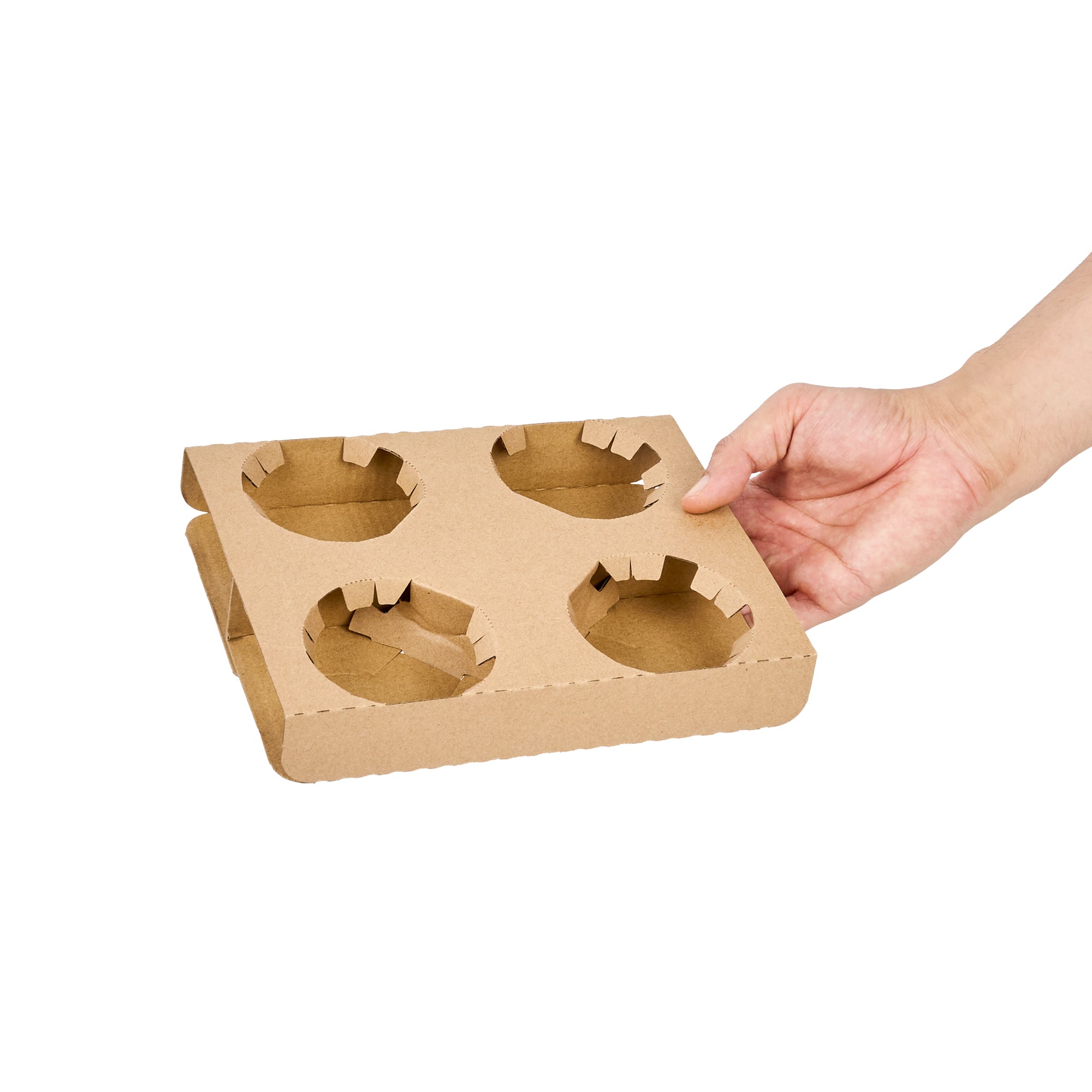 Saving Nature Kraft Paper Convertible Drink Carrier - Fits 2 or 4 Cups - 8 1/2" x 6 1/2" x 1 1/2" - 100 count box