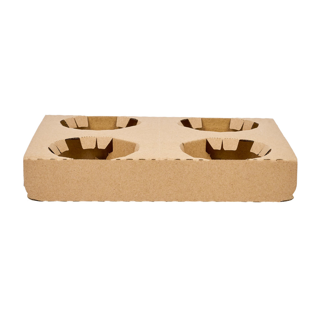 Saving Nature Kraft Paper Convertible Drink Carrier - Fits 2 or 4 Cups - 8 1/2" x 6 1/2" x 1 1/2" - 100 count box