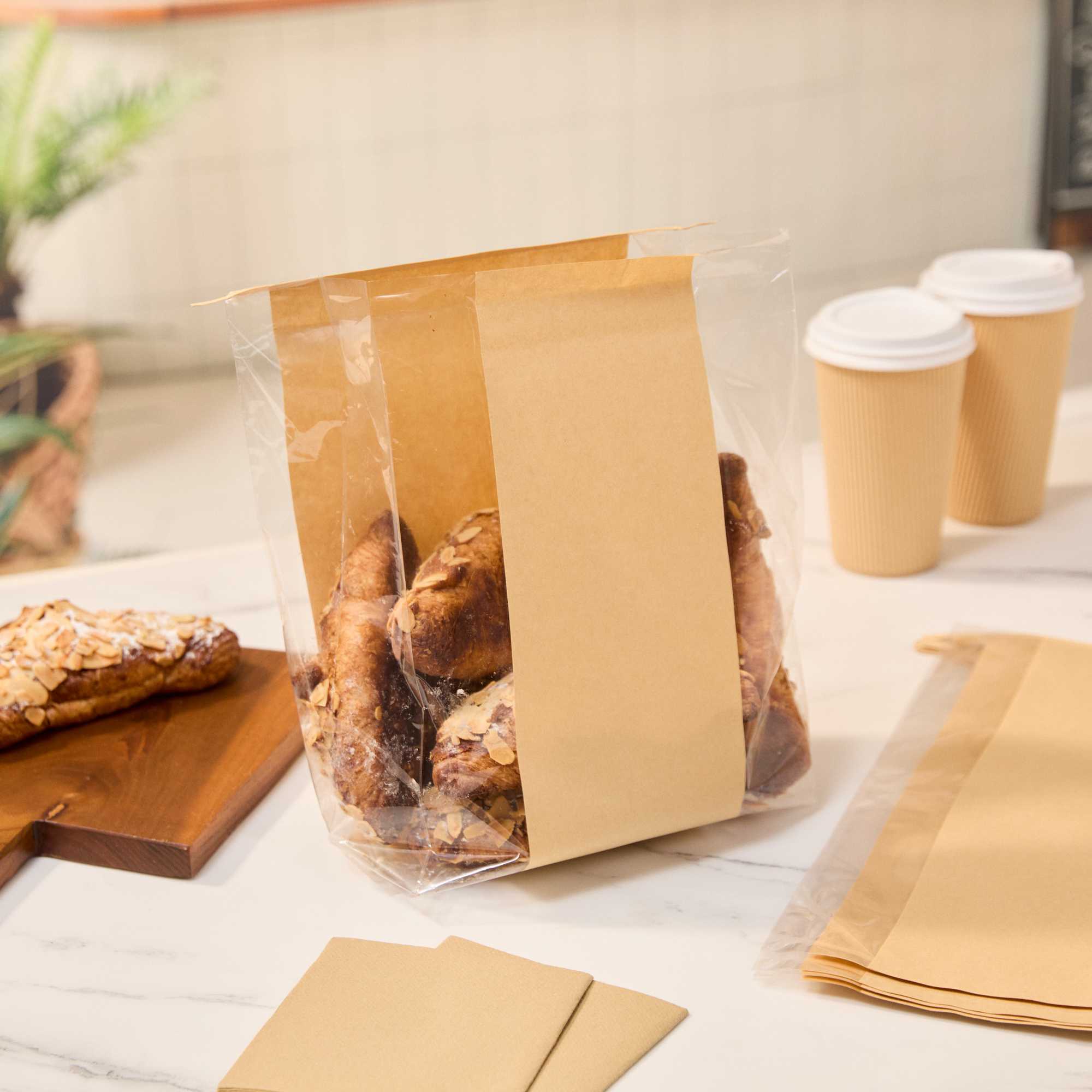 Bag Tek Kraft Paper Bakery Tin Tie Bag - 8 1/4" x 4" x 13 3/4" - 100 count box