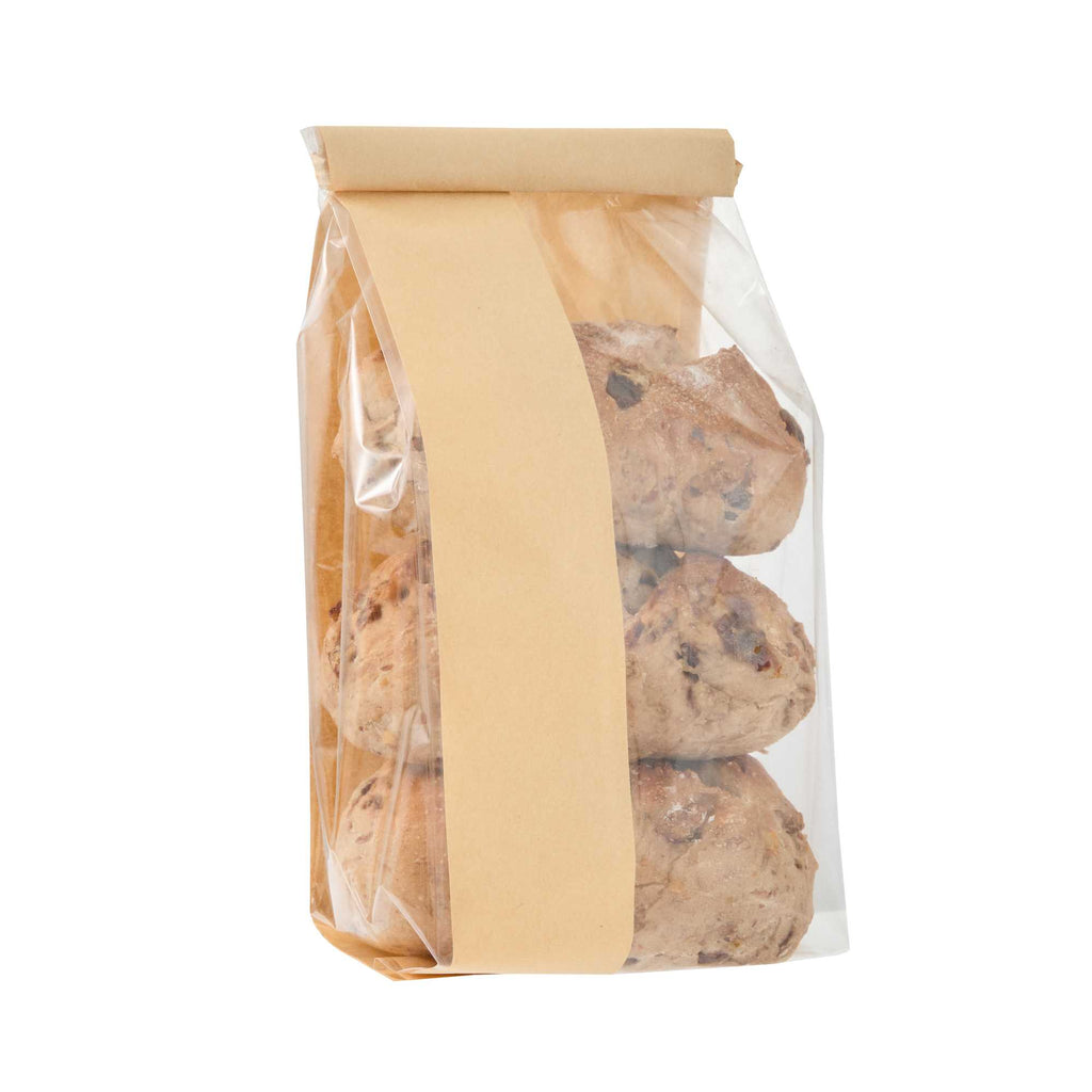 Bag Tek Kraft Paper Bakery Tin Tie Bag - with Window - 4 3/4" x 3 1/2" x 12 1/2" - 100 count box