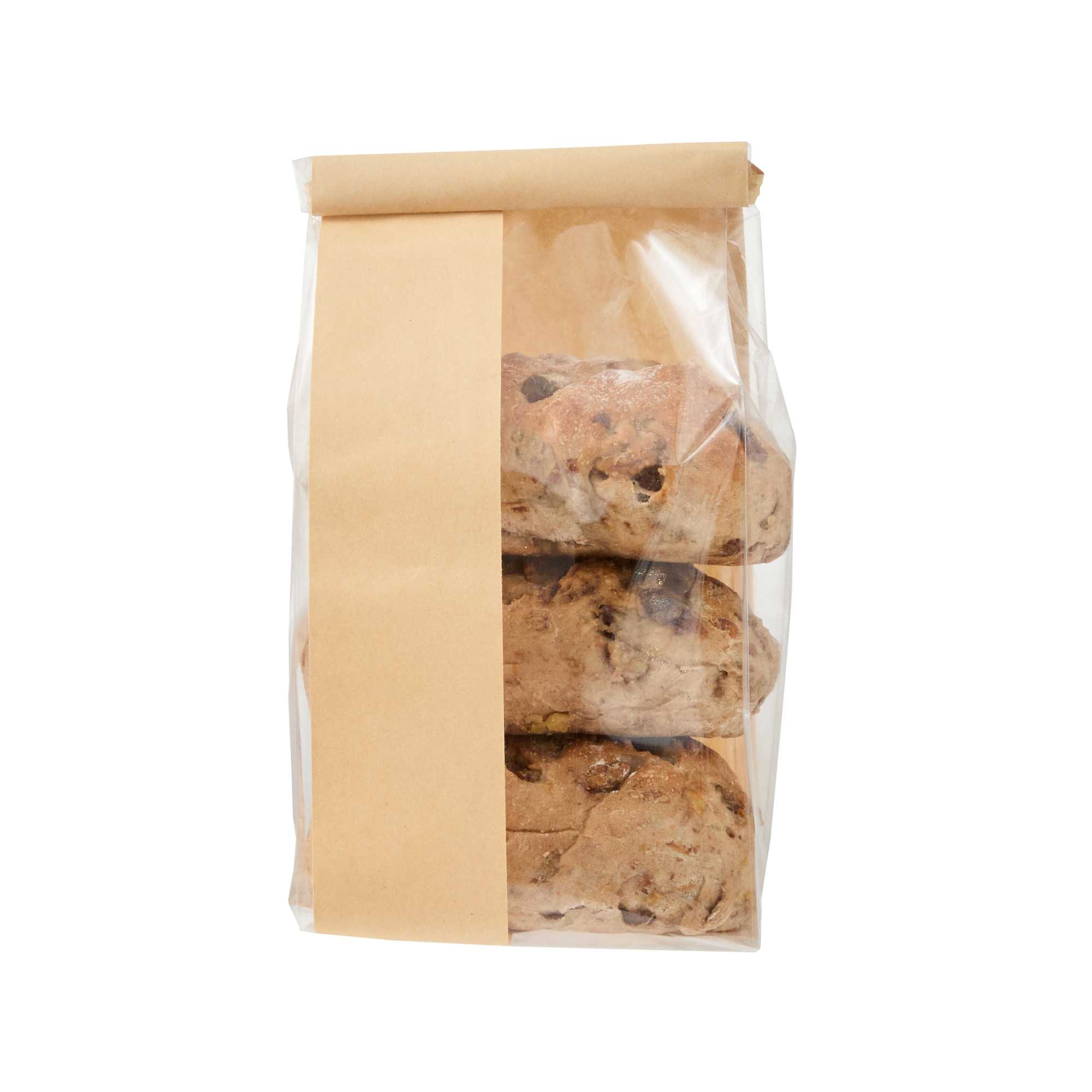 Bag Tek Kraft Paper Bakery Tin Tie Bag - with Window - 4 3/4" x 3 1/2" x 12 1/2" - 100 count box
