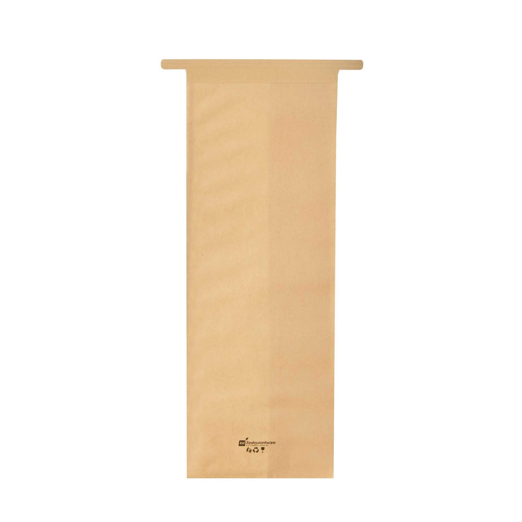 Bag Tek Kraft Paper Bakery Tin Tie Bag - with Window - 4 3/4" x 3 1/2" x 12 1/2" - 100 count box