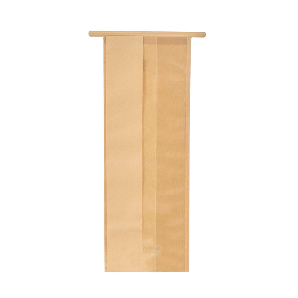 Bag Tek Kraft Paper Bakery Tin Tie Bag - with Window - 4 3/4" x 3 1/2" x 12 1/2" - 100 count box