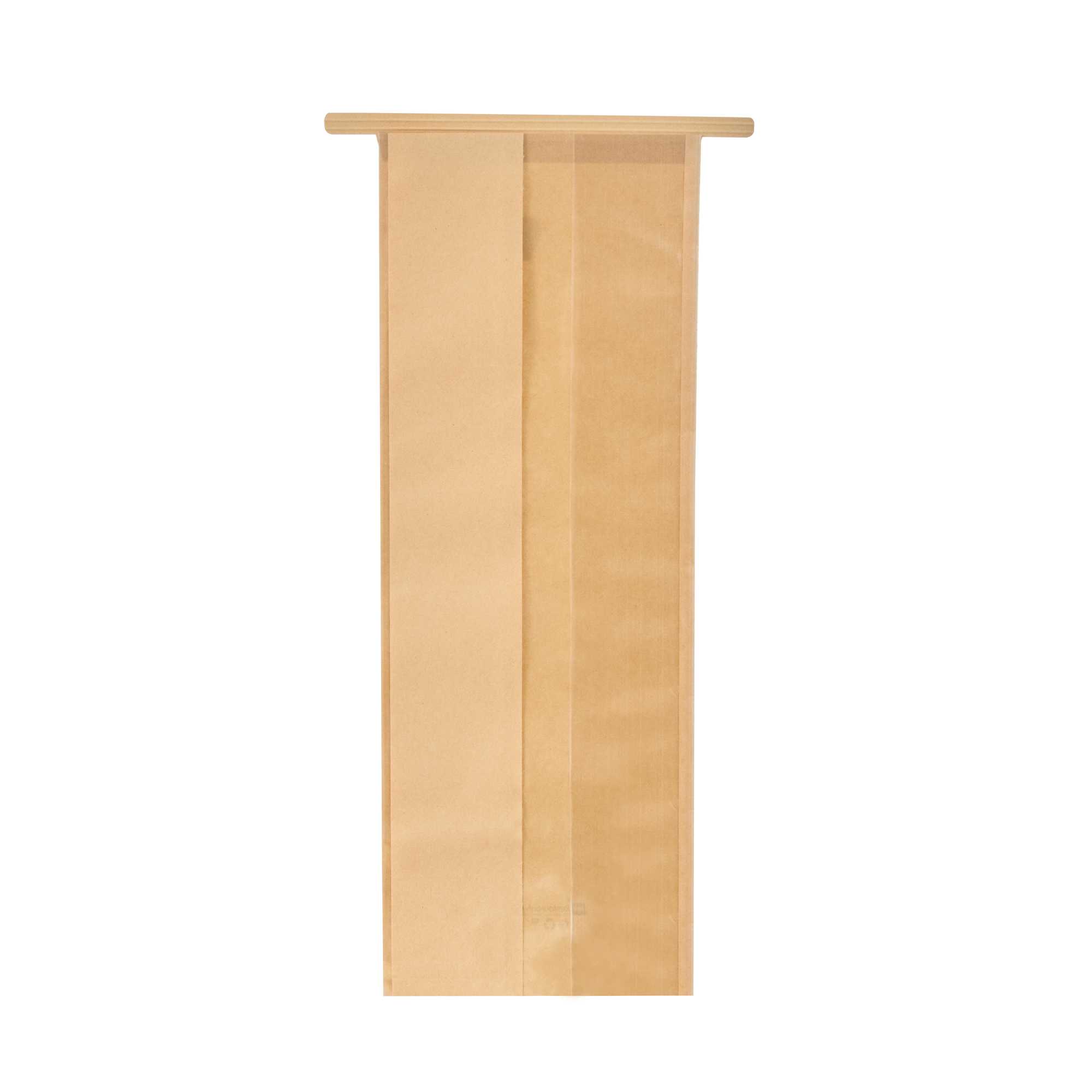 Bag Tek Kraft Paper Bakery Tin Tie Bag - with Window - 4 3/4" x 3 1/2" x 12 1/2" - 100 count box