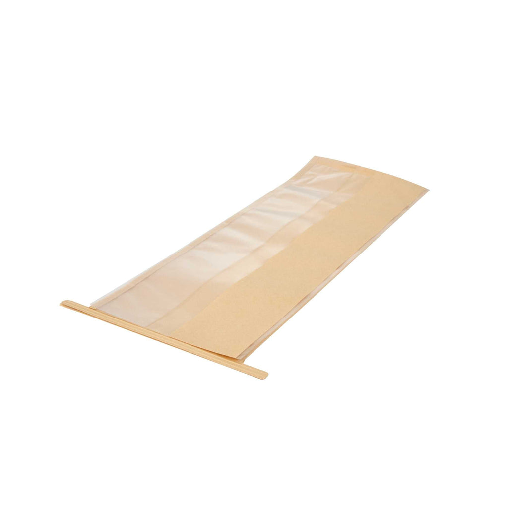 Bag Tek Kraft Paper Bakery Tin Tie Bag - with Window - 4 3/4" x 3 1/2" x 12 1/2" - 100 count box