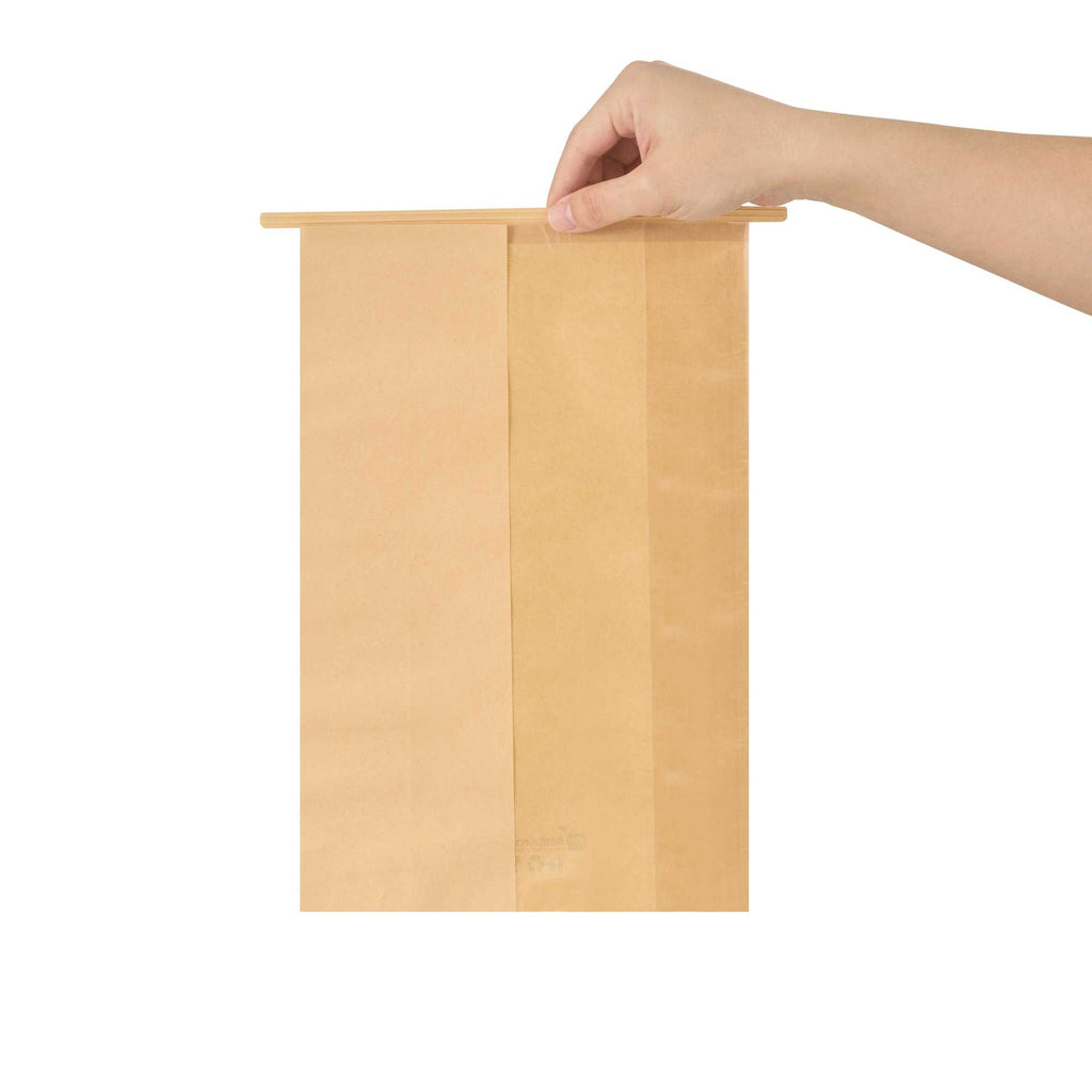 Bag Tek Kraft Paper Bakery Tin Tie Bag - with Window - 8 1/4" x 4" x 13 3/4" - 100 count box