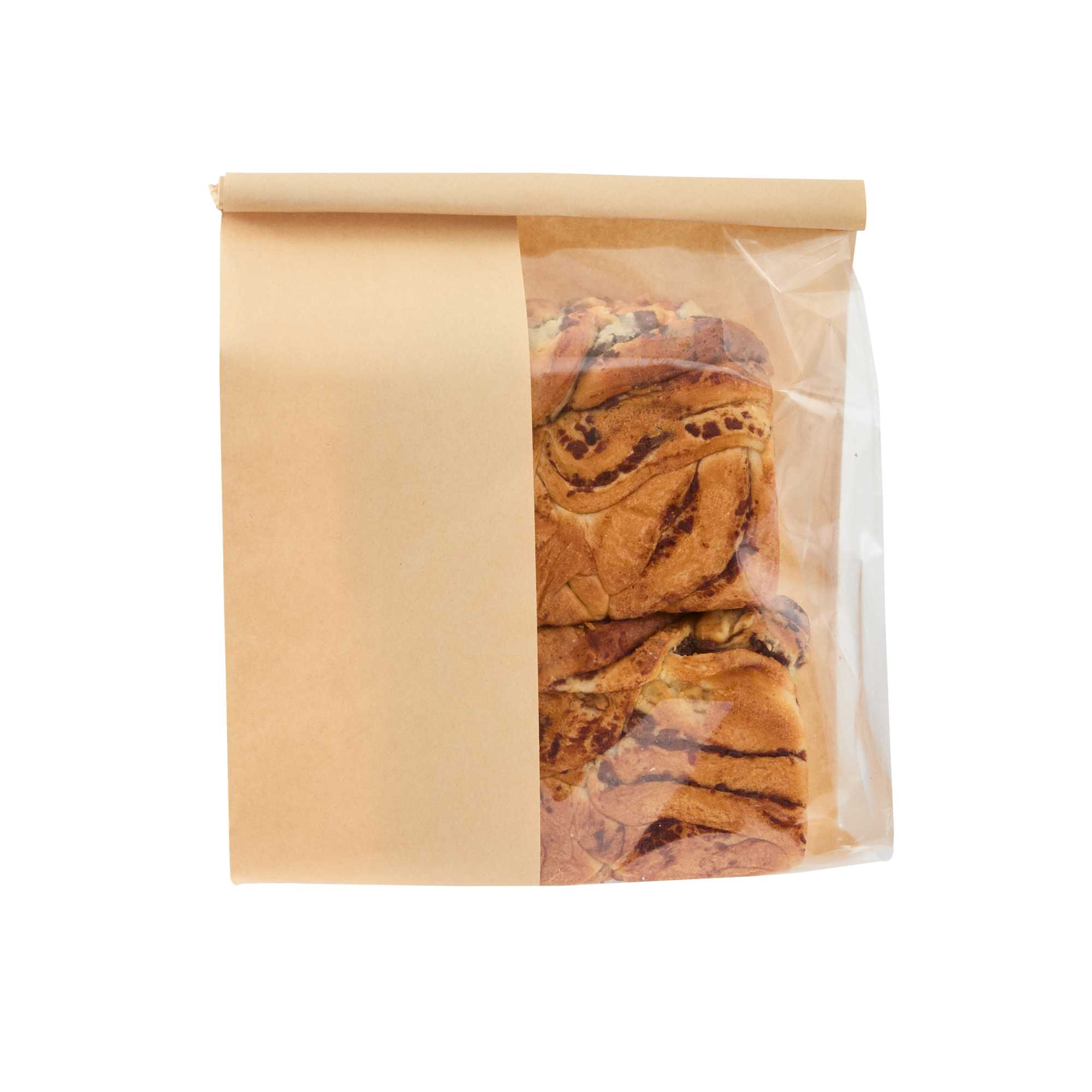 Bag Tek Kraft Paper Bakery Tin Tie Bag - with Window - 8 1/4" x 4" x 13 3/4" - 100 count box