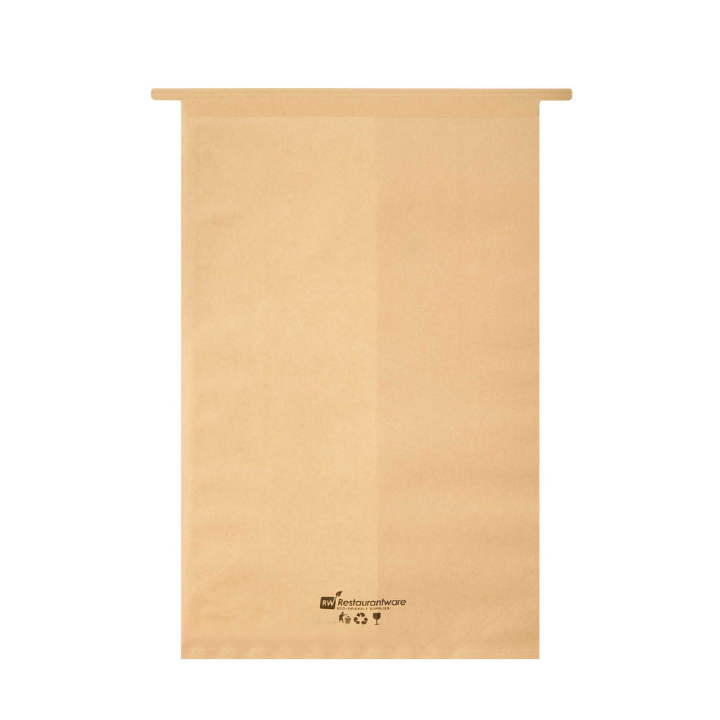 Bag Tek Kraft Paper Bakery Tin Tie Bag - with Window - 8 1/4" x 4" x 13 3/4" - 100 count box