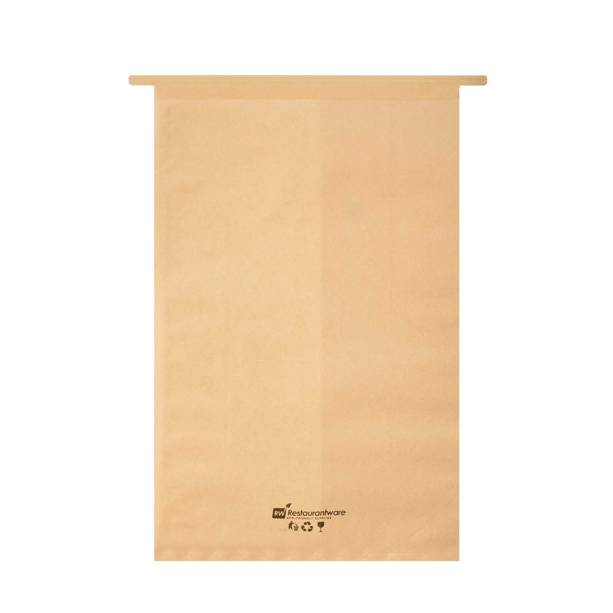 Bag Tek Kraft Paper Bakery Tin Tie Bag - with Window - 8 1/4" x 4" x 13 3/4" - 100 count box