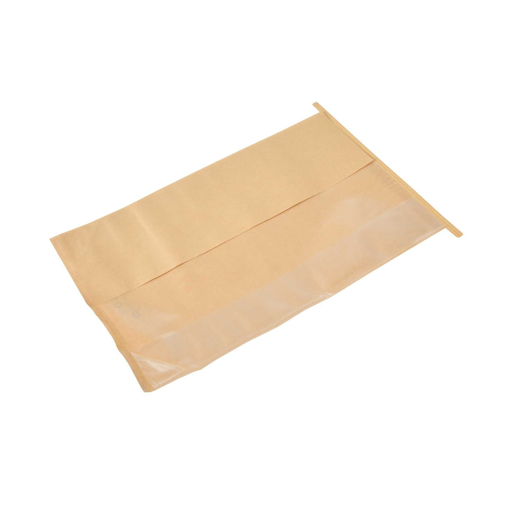 Bag Tek Kraft Paper Bakery Tin Tie Bag - with Window - 8 1/4" x 4" x 13 3/4" - 100 count box