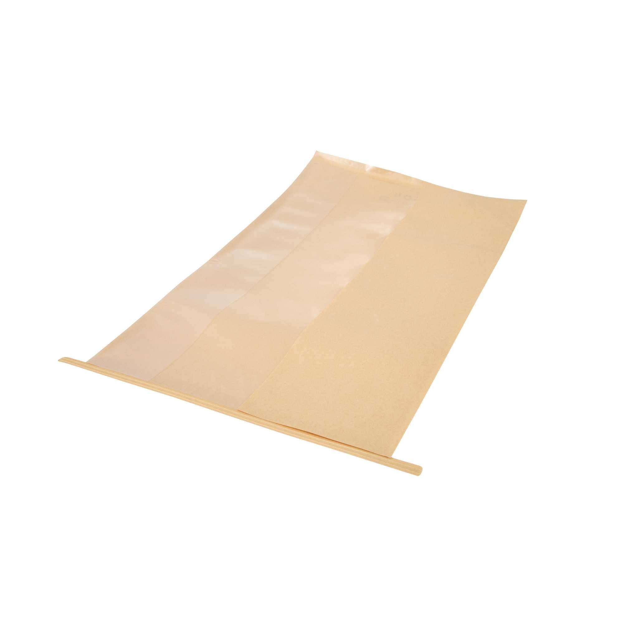 Bag Tek Kraft Paper Bakery Tin Tie Bag - with Window - 8 1/4" x 4" x 13 3/4" - 100 count box