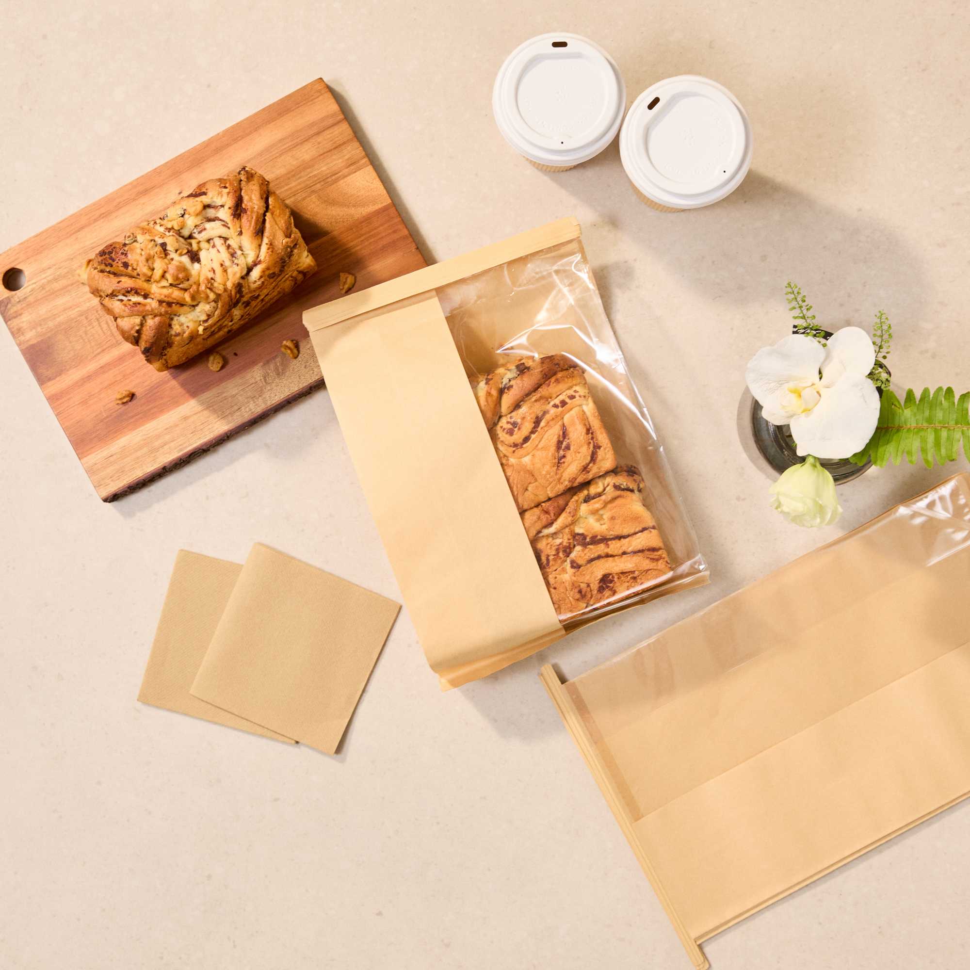 Bag Tek Kraft Paper Bakery Tin Tie Bag - with Window - 8 1/4" x 4" x 13 3/4" - 100 count box