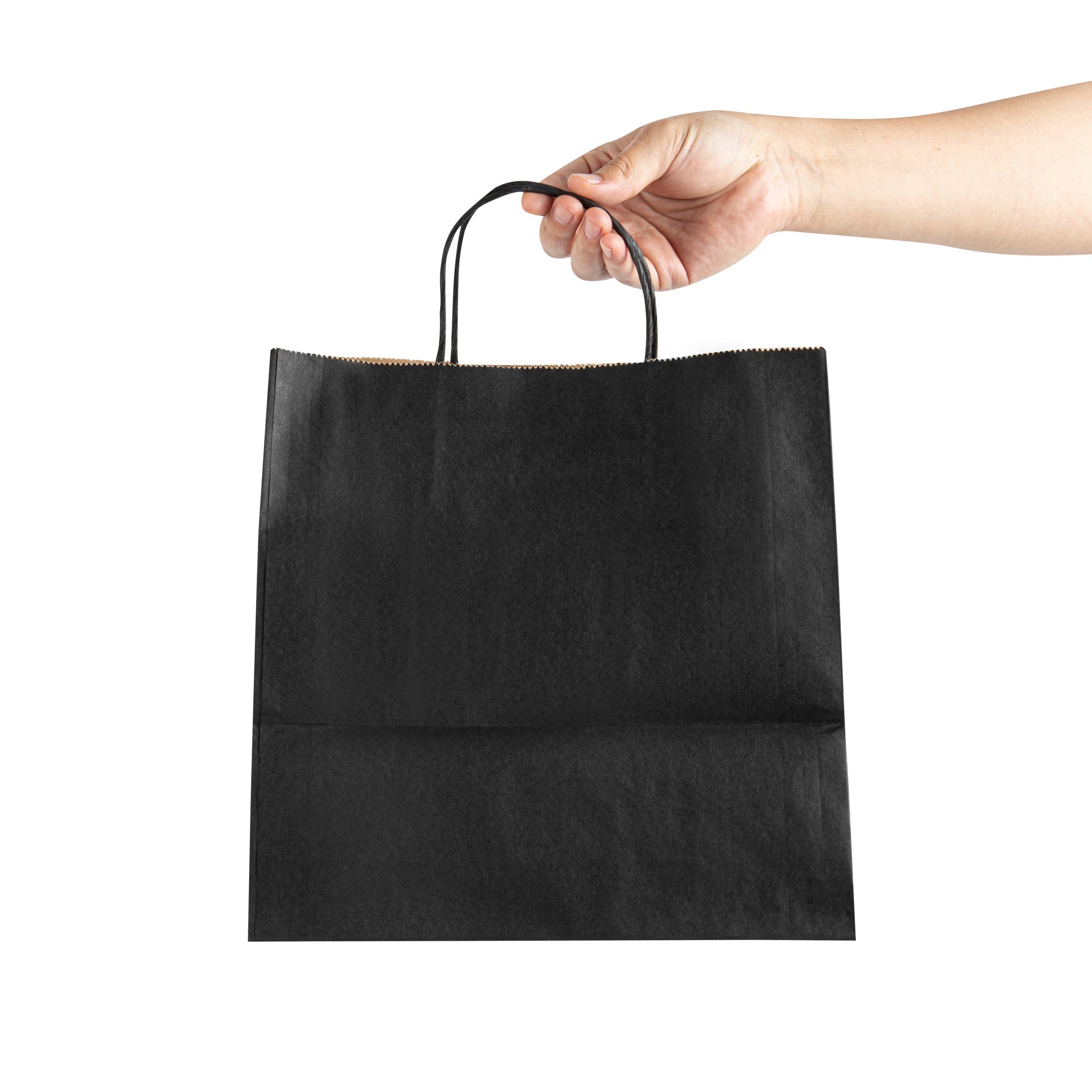 Saving Nature Black Paper Retail Bag - with Handles - 10 1/4" x 7 3/4" x 10 1/2" - 100 count box