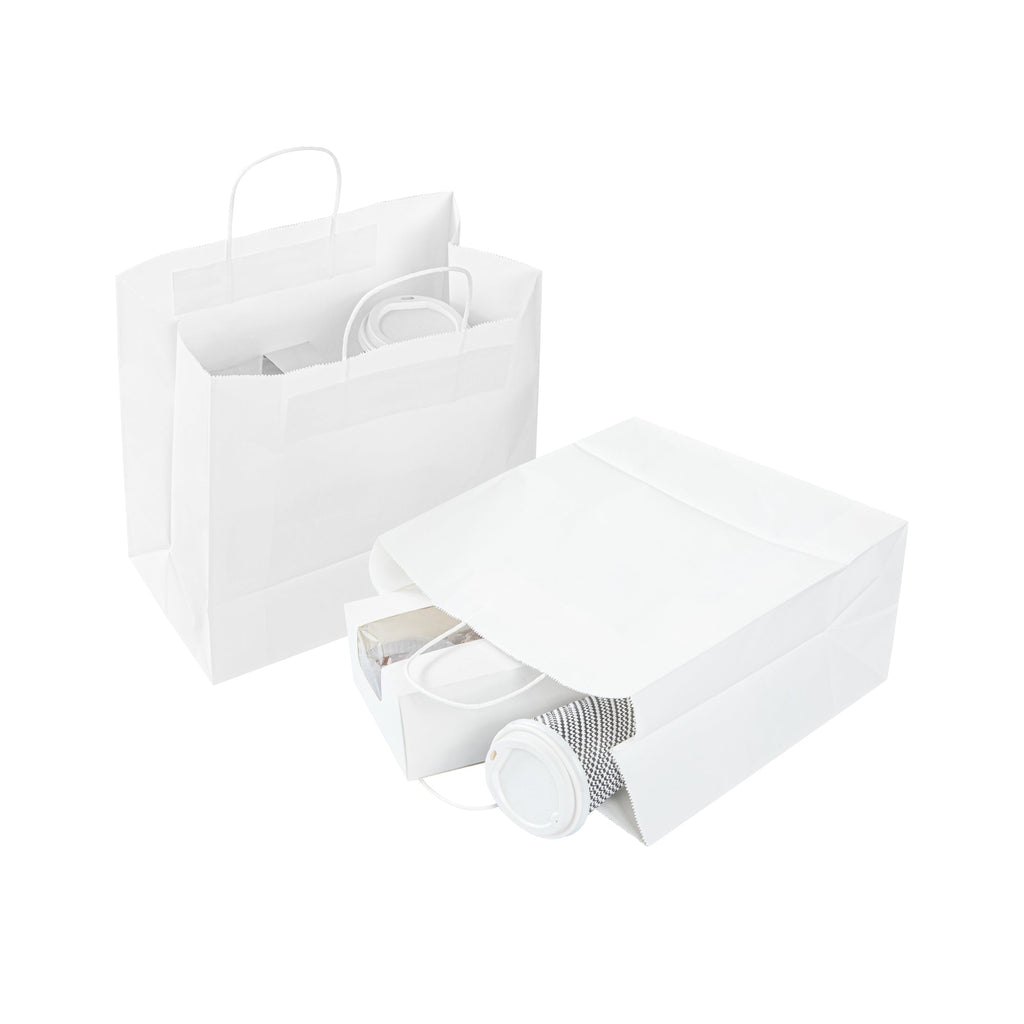 Saving Nature White Paper Retail Bag - with Handles - 10 1/4" x 7 3/4" x 10 1/2" - 100 count box