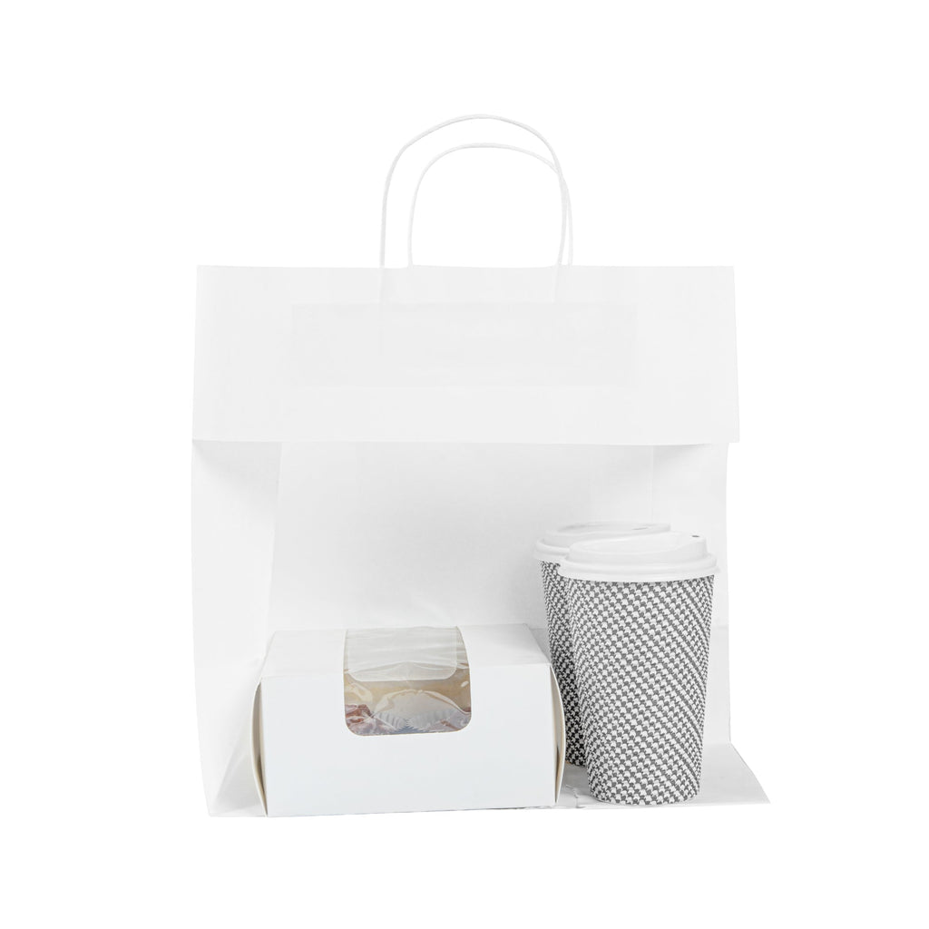 Saving Nature White Paper Retail Bag - with Handles - 10 1/4" x 7 3/4" x 10 1/2" - 100 count box