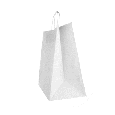 Saving Nature White Paper Retail Bag - with Handles - 10 1/4" x 7 3/4" x 10 1/2" - 100 count box